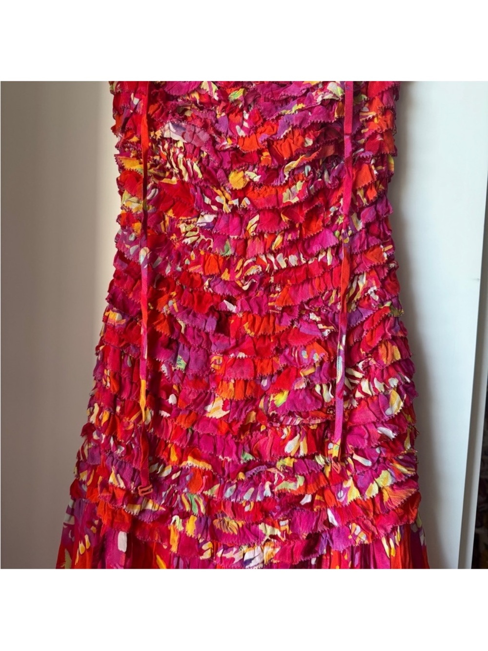 Farm Rio - NWT- Orange Flying Birds Strapless Smocked Maxi Dress - Picture 12 of 15